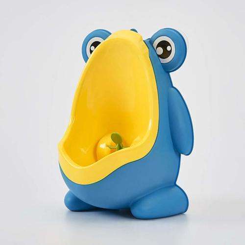 Cute Frog Unrinal/Potty Training with Removable Bowl and Funny Aiming Target(Blue and Yellow)