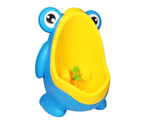 Cute Frog Unrinal/Potty Training with Removable Bowl and Funny Aiming Target(Blue and Yellow)