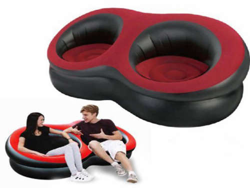 Flocking Inflatable Double Seat Relaxing Sofa Chair