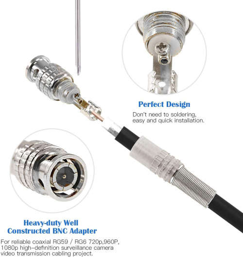 5pcs Solder Less Twist Spring BNC Male Connector Jack for Coaxial RG59 CCTV Camera