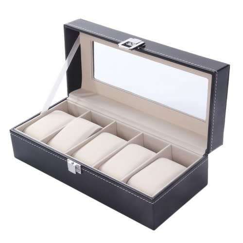 Croc Leather Design 5 Compartments Watch Case Organizer