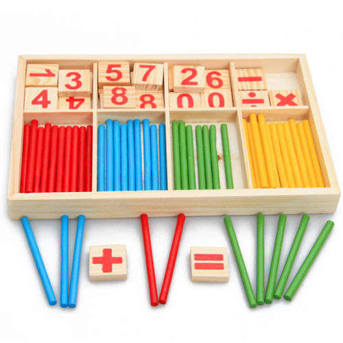 Wooden Educational Number Blocks with Sticks- Kids Educational Toy