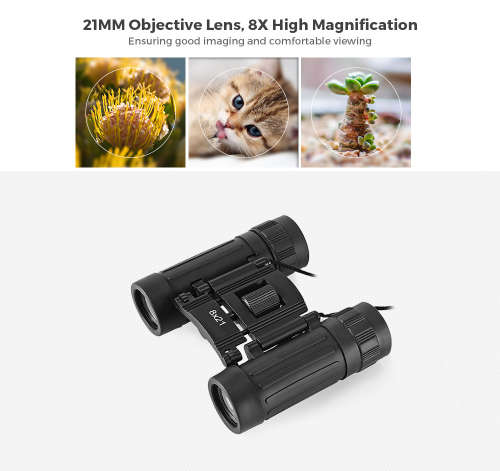 Outdoor 8X21 100m/1000m Folding Roof Prism Binocular for Hunting Hiking