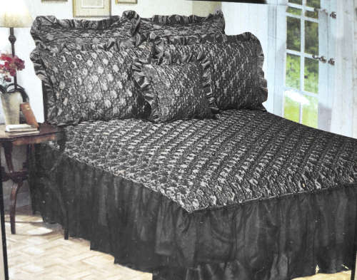 6 Piece Majesty Home Décor Double Size Bedspread Set - Black
