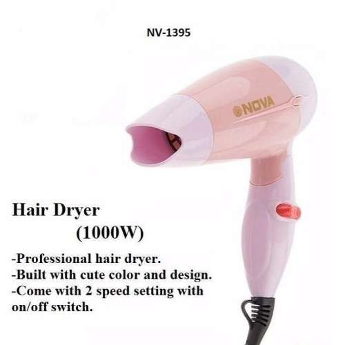 New Nova Professional Mini Hair Dryer Foldable, Great for Travel 1000W (NV1395)