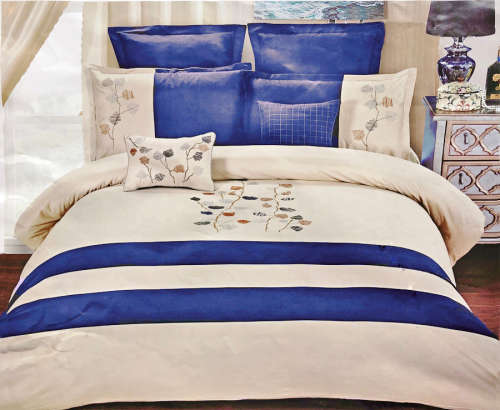 11 Piece King Size Blue and Beige Home bedding Comforter Set