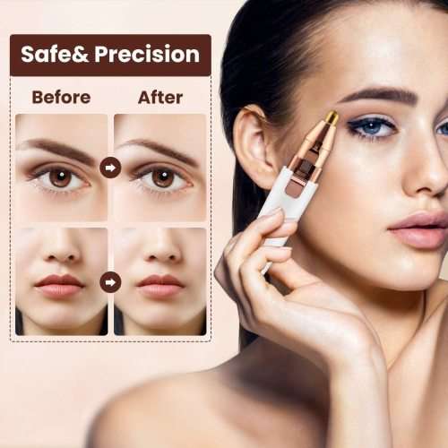 2-in-1 Painless Eyebrow Trimmer and Facial Hair Remover- Rechargeable