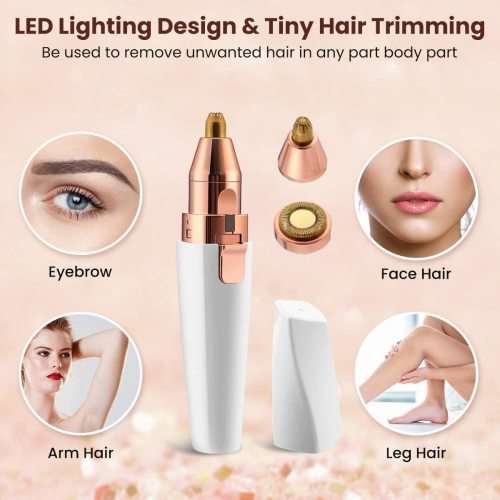 2-in-1 Painless Eyebrow Trimmer and Facial Hair Remover- Rechargeable