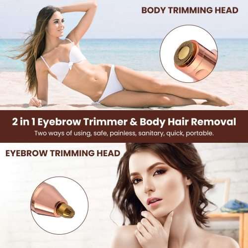 2-in-1 Painless Eyebrow Trimmer and Facial Hair Remover- Rechargeable