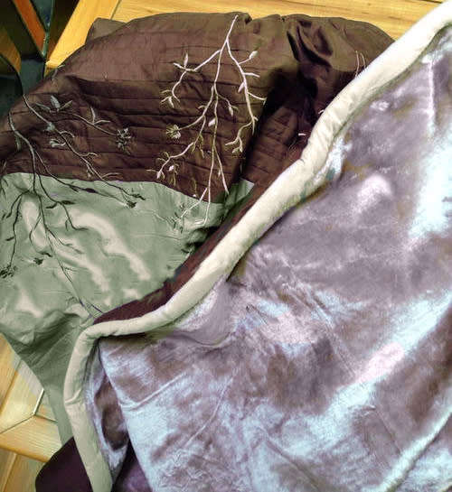 Queen Size MOOI MOOI Luxurious Dark Brown 5 Piece Quilt & Comforter Set(Mink Blanket at the back)