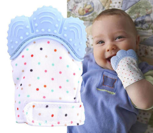 Baby Mitts Teething Mitten Silicone Glove Gum Self Soothing Pain Relief