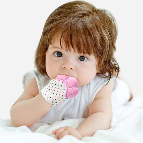 Baby Mitts Teething Mitten Silicone Glove Gum Self Soothing Pain Relief