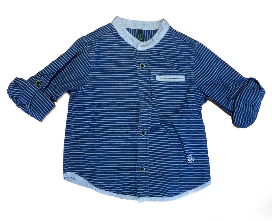 Stile Benetton 100% Cotton Round Neck Navy Shirt - For 2 Years Boys(USED)