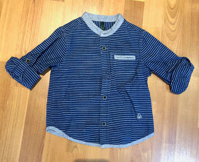 Stile Benetton 100% Cotton Round Neck Navy Shirt - For 2 Years Boys(USED)