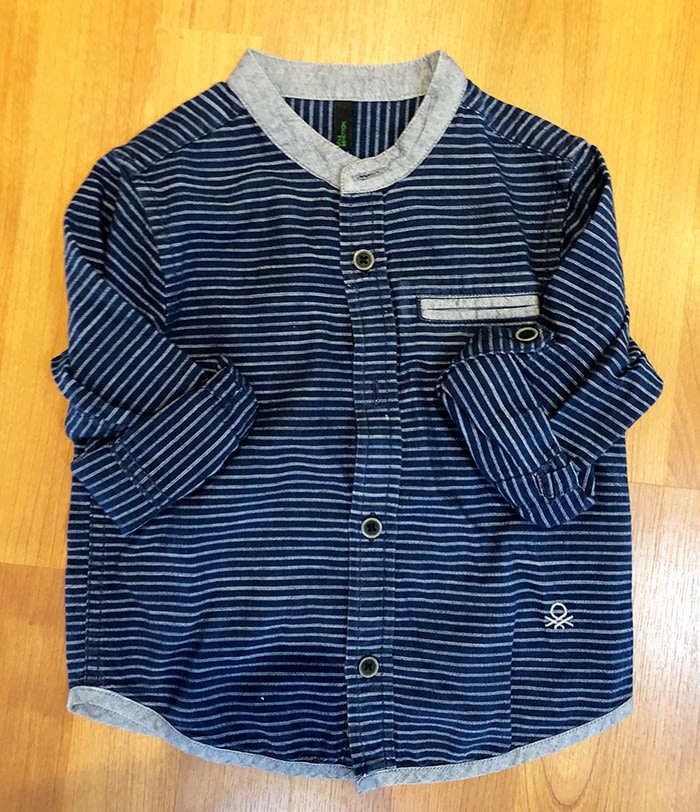 Stile Benetton 100% Cotton Round Neck Navy Shirt - For 2 Years Boys(USED)