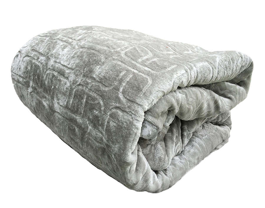 Super Soft 3 PLY HEAVY Quality Mink & Embossed Blanket - Grey