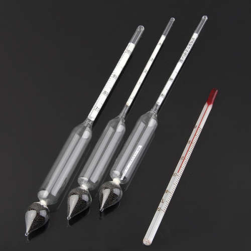 4 Pieces Alcohol Content 0-100% Hydrometer Alcohol Measure Tool & Thermometer