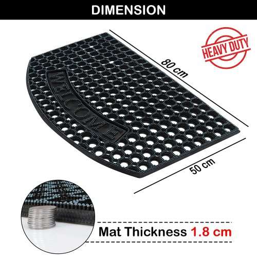 Anti-Slip Durable Heavy Duty Rubber Welcome Doormat: Black (80x50cm)