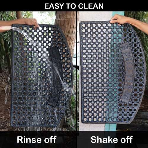 Anti-Slip Durable Heavy Duty Rubber Welcome Doormat: Black (80x50cm)