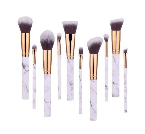 10 Piece Marble Design Make-up Brush Set Add