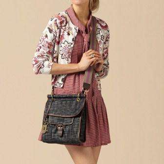 Authentic FOSSIL Denim Crossbody Flap Bag - Brand New