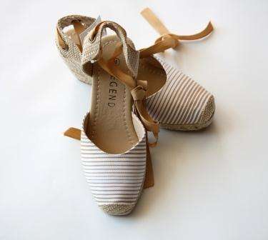 Espadrilles: Canvas, Ankle Tie, Wedge Heel - Size: 5