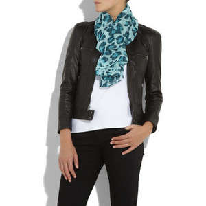 Turquois Animal Print Crush Cotton Scarf / Shawl / Wrap