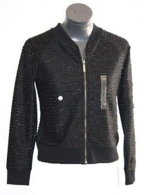 VERTIGO Black Ruffle Zip Jacket - Size: Small