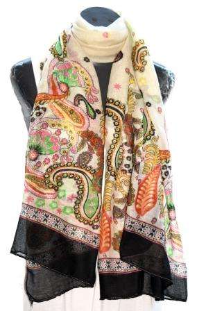 Cream Cotton Scarf / Shawl / Wrap