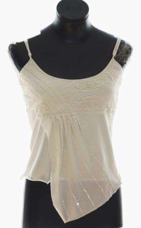 Vertigo - Cream Sequine Vest Top - Size: Small