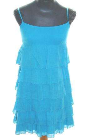 PROMOD Turquoise Frilly Strappy Dress - Size: 34