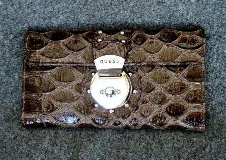 Authentic Guess Brown Croc Wallet