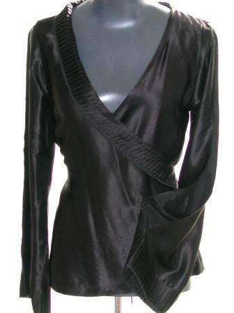 JENNI BUTTON Designer Pure Silk Wrap Blouse - Size: Medium
