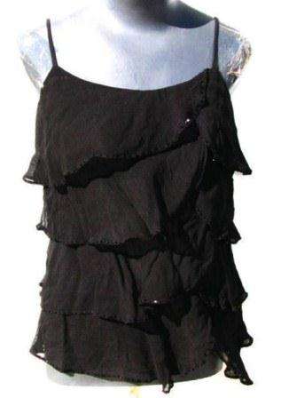 JENNI BUTTON Speghetti Frill Top - Size: 36