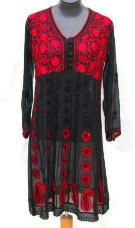 Stylish Chiffon Embroidered Tunic - Size: 34