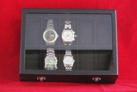 Black Touch Leather Case For 10 Watches