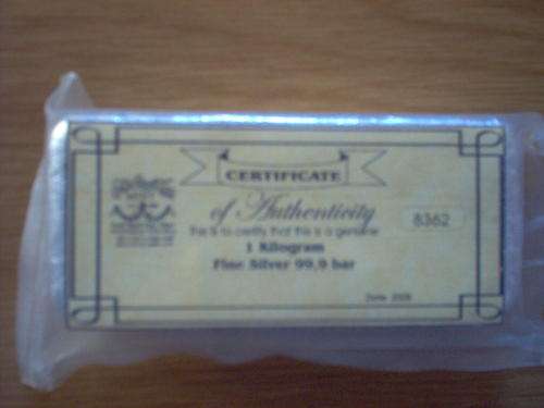 1 KILO FINE SILVER BAR