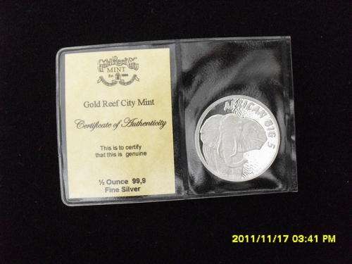 HALF OUNCE FINE SILVER ELEPHANT MEDALLION