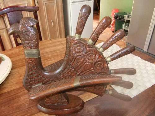 R50!!- Exclusive Gift!! Very Unique- Carved Handmade, Bird, Fork and Knives