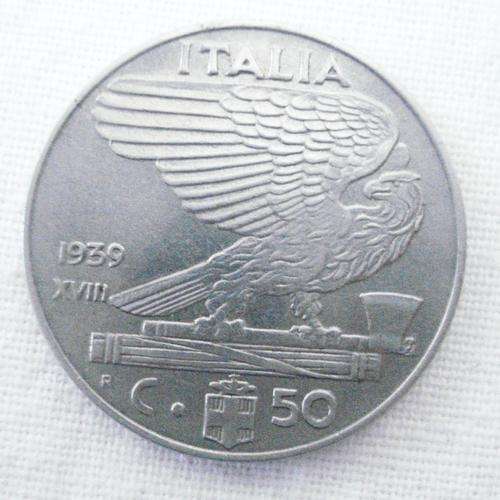 1939 ITALIAN 50 CENTESIMI  - (NON MAGNETIC) STAINLESS STEEL