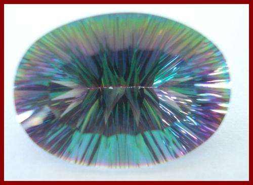 STUNNING HUGE RAINBOW MYSTIC TOPAZ  - 28.32 ct   OVAL CONCAVE