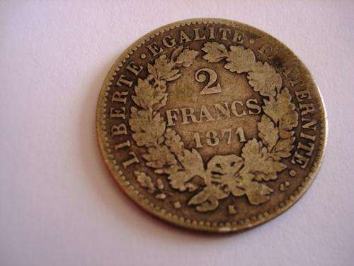 1871 FRENCH  SILVER 2 FRANCS