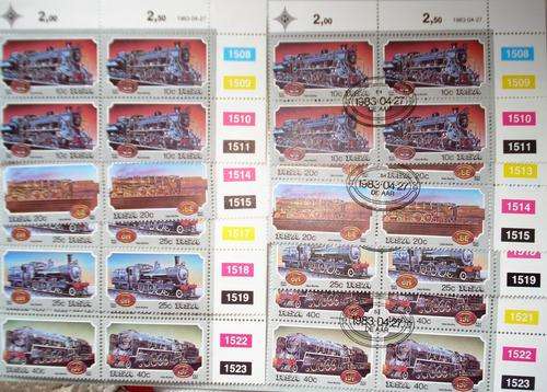 1983  27 APRIL - STEAM LOCOMOTIVES BLOCKS OF 4 UMM