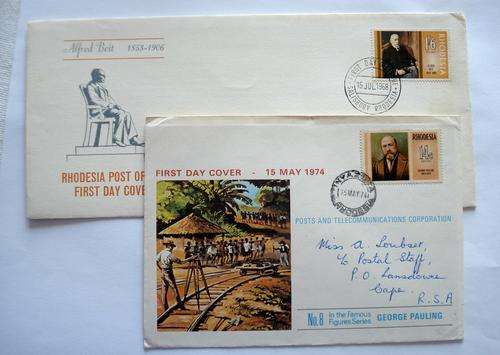 2  RHODESIAN  FIRST DAY COVERS   1968  AND 1974