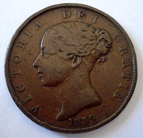 ISLE OF MAN  -  VICTORIA  1837 - 1901.   1839  HALF PENNY