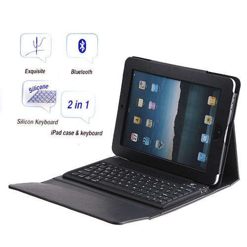 iPad Bluetooth keyboard and folding Leather Protective Case + Screen Protector