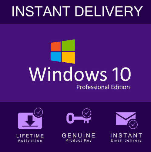 Microsoft Windows 10 Pro (Professional Edition, 32/64 bit) Genuine License Activation Key