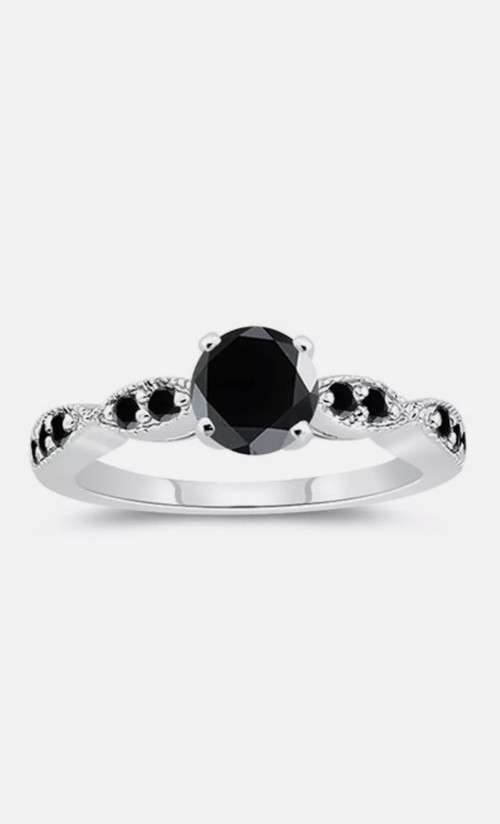 Charismatic 1 carat Black Moissanite Diamond on 925 Sterling Silver!