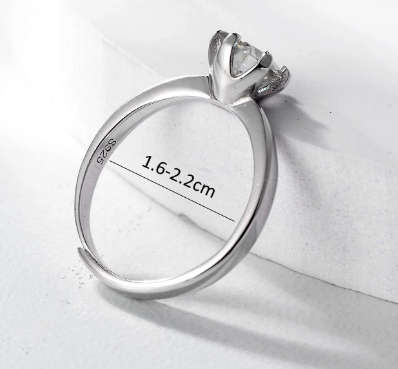 Elegantly enchanting 1carat Moissanite Diamond Solitaire on 925 Sterling Silver adjustable Ring