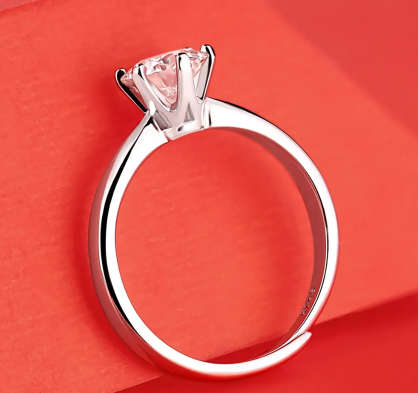 Elegantly enchanting 1carat Moissanite Diamond Solitaire on 925 Sterling Silver adjustable Ring